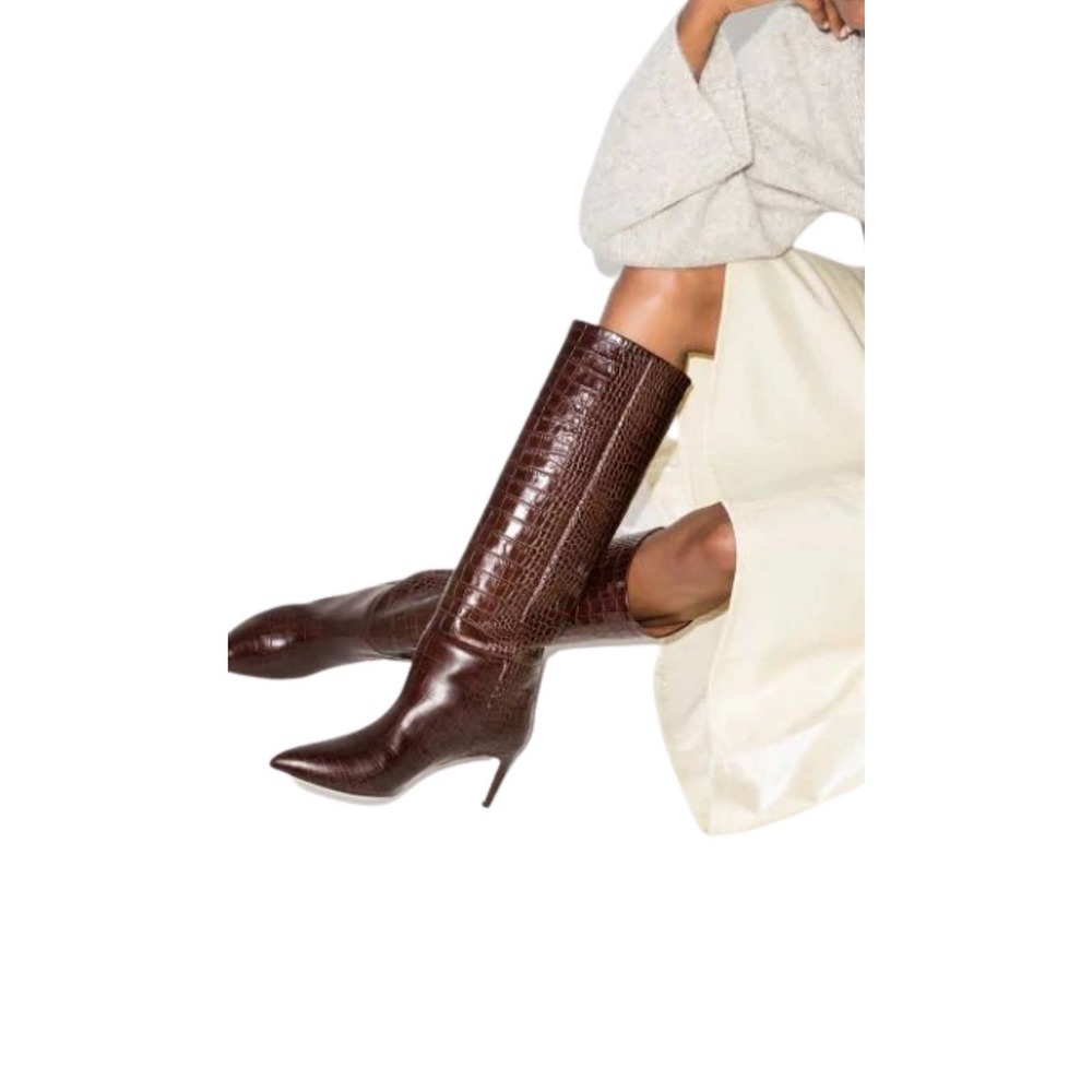 Paris Texas Brown Croc-Embossed Boots